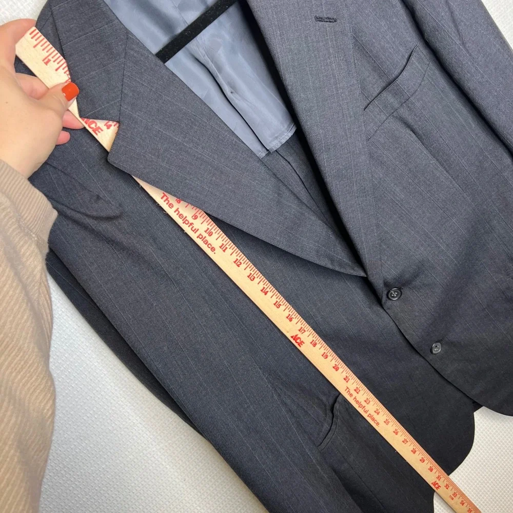 Brooks Brothers Mens Gray Pinstripe‎ Wool Blend Sport Coat Blazer Made in USA